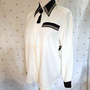 Size 12 Vintage 1990s Antonella Cream Blouse